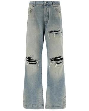 Amiri Jeans ,Blauw ,Denim Jeans Met Wijde Pijpen En Distressed Details - Grijs
