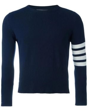 Thom Browne Kaschmir Crewneck Pullover Mit 4 Bar Stripe - Schwarz