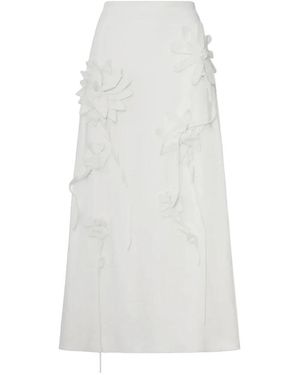 FARM Rio Rokken ,Wit ,Linnen Flowers Midi Rok