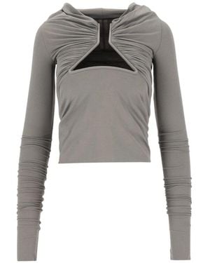 Rick Owens Tops ,Grijs ,Nylon Jersey Ls Prong
