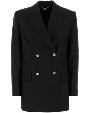 Versace Nauwsluitende Double-Breasted Blazer Met Krijtstreep - Zwart