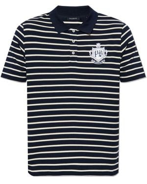 Balmain Gestreiftes Muster Polo - Blau