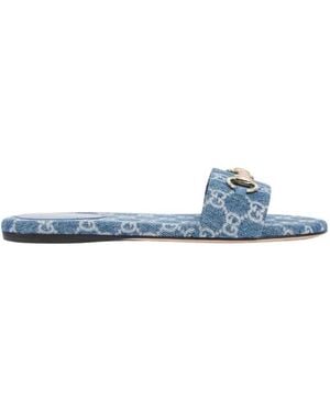 Gucci Gg Print Slide Sandal - Blauw