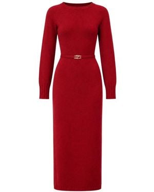 Twinset Kleedjes ,Rood ,Wol Lange Gebreide Jurk