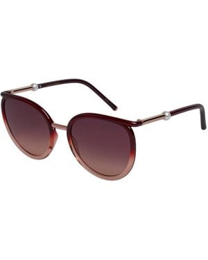 Carolina Herrera Ronde Oversized Zonnebril - Rood