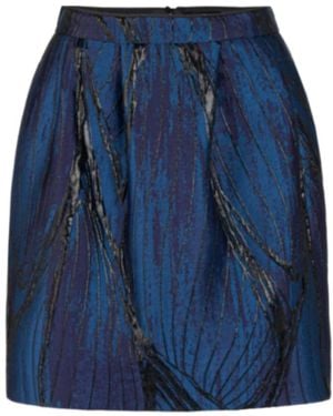 Marc Cain Glanzende Gecoate Minirok - Blauw