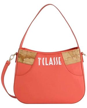 Alviero Martini 1A Classe Korallrote Flash-Taschen Geo Classic