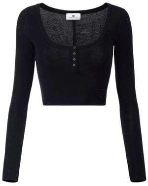 Elisabetta Franchi Long Sleeve T-Shirts - Black