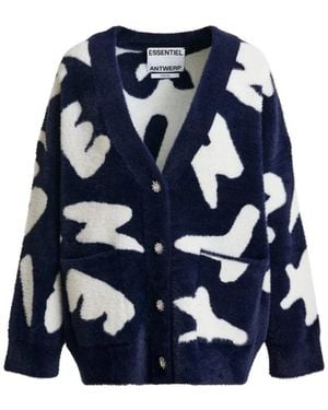 Essentiel Antwerp Truien & Vesten ,Blauw ,Jarden Letters Print Cardigan