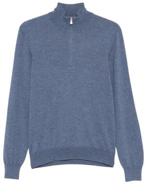 Tagliatore Truien & Vesten ,Blauw ,Wol Ronde Hals Gebreid
