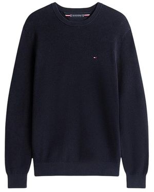 Tommy Hilfiger Blauer Strickpullover Mit Flaggenstickerei