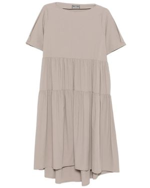 Herno Tiered Short-Sleeve Midi Dress - Grau