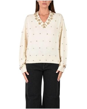 PINKO V-Neck Knitwear - Blanco