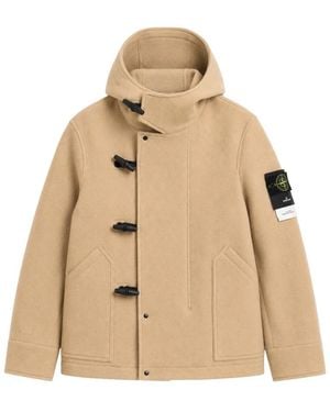 Stone Island Jassen ,Wol Korte Zware Melton Jas - Naturel
