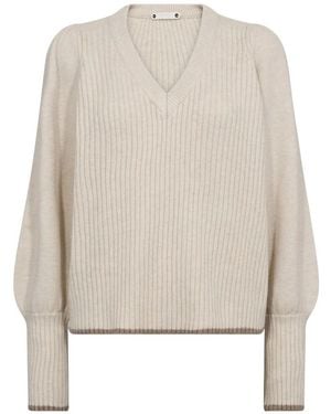 co'couture V-Hals Breiwerk - Naturel