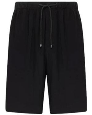 Laneus Korte Broeken ,Zwart ,Katoen Gebreide Katoenen Shorts