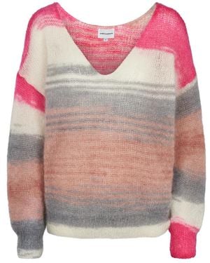 American Dreams Gestreifter Rosa Mohair-Pullover - Pink