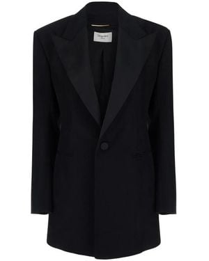 Saint Laurent Single-Breasted Tuxedo Jacket - Blauw