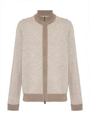 HUGO Zip Cardigan - Naturel