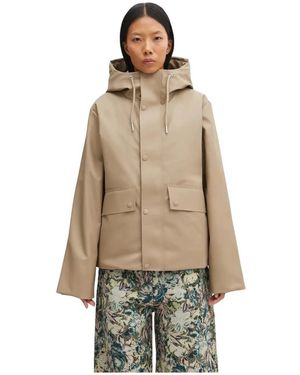 Rains Jassen ,Leer Nome Short Hooded Parka - Naturel
