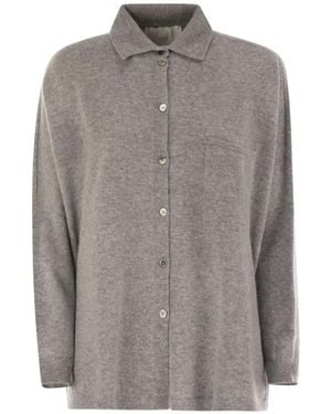 Vanisé Shelly Shirt Strickware Im Hemdenstil - Grau