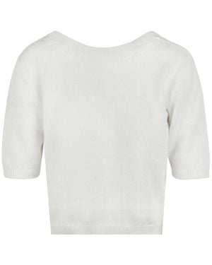 Grifoni Crop Katoenen Top Met Geribbelde Details - Wit