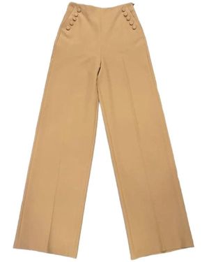 Giulia N Couture Braune Slim Fit Hose - Natur