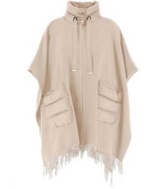 Herno Jassen ,Wol Wol Kasjmier Poncho Met Quilten - Naturel