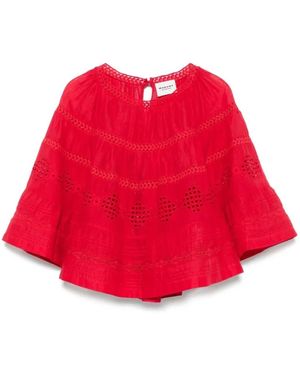 Isabel Marant Rotes Durchbrochenes Motorrad-Top