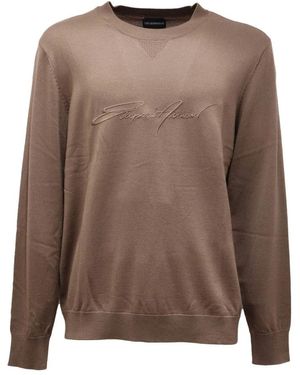 Armani Round-Neck Knitwear - Brown