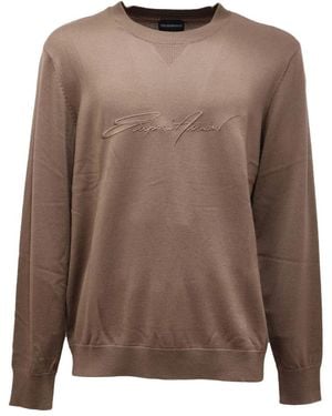 Armani Round-Neck Knitwear - Brown