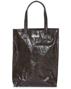 Uma Wang Tassen ,Bruin ,Linnen Bruine Canvas Schoudertas - Zwart