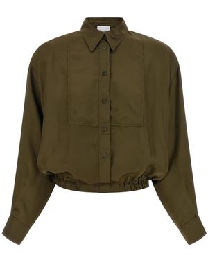 Nude Overhemden ,Groen ,Fluid Viscose Shirt