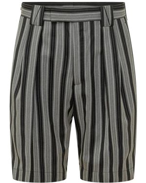 Versace Pinstripe Wool Oversized Pants - Grau