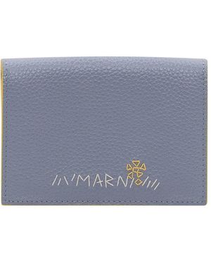 Marni Accessoires ,Blauw ,Leer Trifold Portemonnee