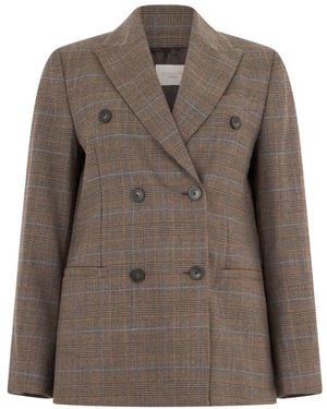 Slowear Dubbelrijige Wollen Blazer - Bruin