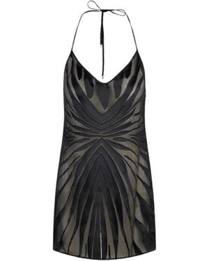 Roberto Cavalli Mini Slipjurk Met Ray Devoré Print - Zwart