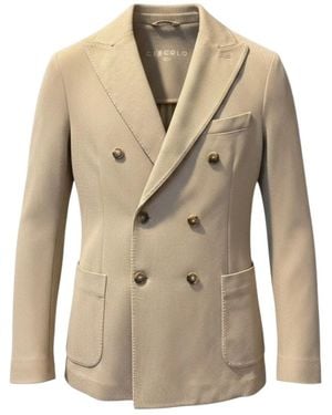 Circolo 1901 Jassen ,Geel ,Katoen Dubbelrijige Blazer Van Oxford - Naturel