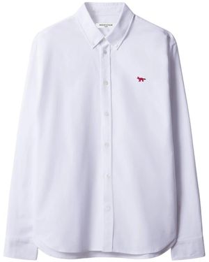 Maison Kitsuné Overhemden ,Wit ,Katoen Profile Fox Casual Shirt - Blauw