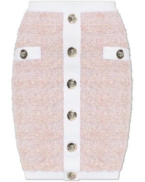 Balmain Rokken ,Roze ,Tweed Tweed Rok Met Lurex Draad