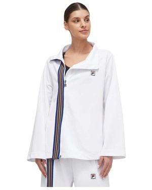Fila Gestreifter Reißverschluss-Pullover - Weiß