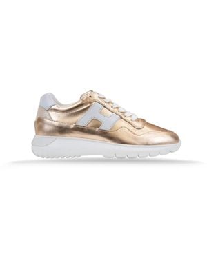 Hogan Laminierte Leder-Sneaker Mit Schnürung - Gelb