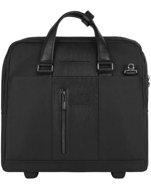 Piquadro Tassen ,Zwart ,Polyester Slim Laptoptas Met Wielen 15,6"