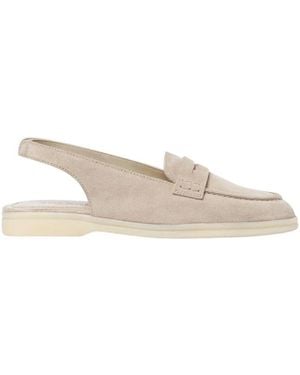 SCAROSSO Leila Sand Suede Loafers - Natur