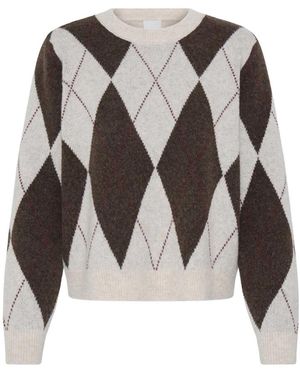 Ichi Truien & Vesten ,Veelkleurig ,Ronde Hals Gebreid - Bruin