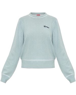 KENZO Wollpullover Mit Aufgenähtem Logo - Blau