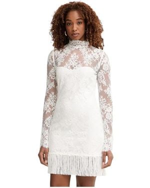 retroféte Xylina Kant Mini Jurk - Wit