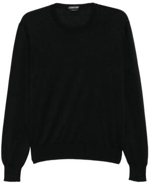 Tom Ford Hoodies & Sweatvesten ,Zwart ,Katoen Sweatshirt Van Katoen Met Ronde Hals