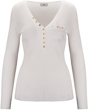 Elisabetta Franchi V-Neck Knitwear - Grey