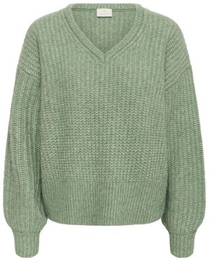 Kaffe V-Neck Knitwear - Verde